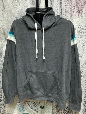 🩷 MV Sport 19143 Men Classic Fleece Hooded Sweatshirt 3XL Teal Stripes 🩷